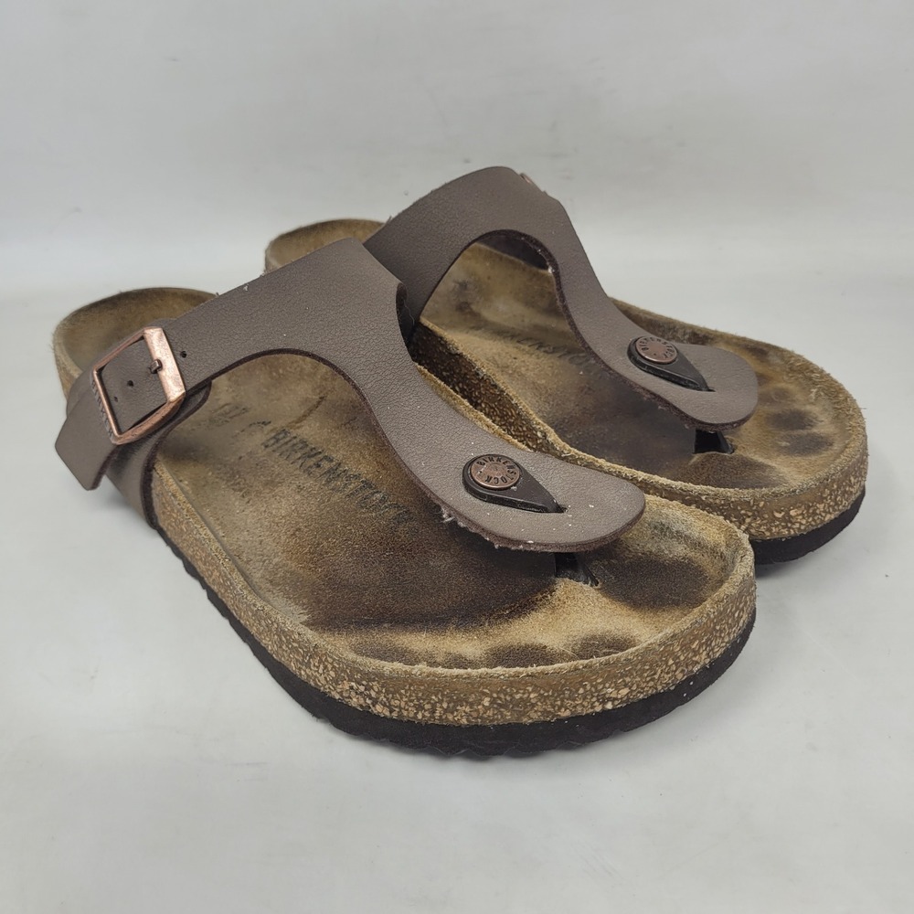 Birkenstock Gizeh Sandals EU37 US6.5 Brown Birko-Flor Thong Slides Slip On Flat